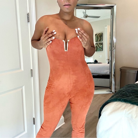 JLUXLABEL Orange Strapless Jumpsuit - Picture 4 of 6